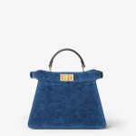 FENDI Peekaboo ISeeU Small Blue flocked denim bag with Night Butterfly embroidery - Image 4